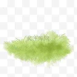 草原绿地牛图片_绿色手绘通用草丛装饰