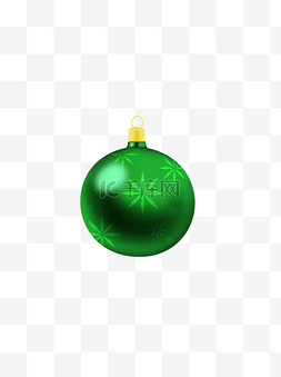 手绘圣诞装饰球绿色雪花创意可商