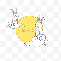 中秋节手绘云图片_手绘中秋节兔子插画