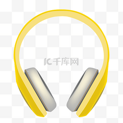 黄色耳机听音乐