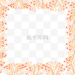 秋天金黄色背景图片_手绘植物边框PNG素材