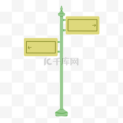 路牌方向标图片_手绘绿色指向标插画