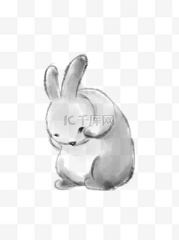 中国风水墨动物兔子