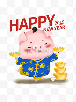 猪吃图片_新年可爱猪立体IP卡通形象福娃男
