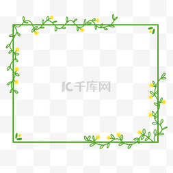 绿色小花纹图片_卡通方形绿色藤蔓