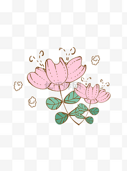手绘卡通可爱植物花朵花簇粉色矢
