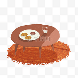 卡通小地毯图片_放茶点的小桌子卡通png素材