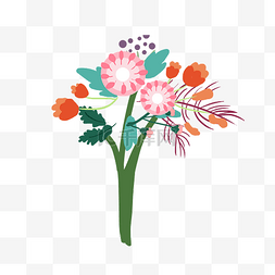 手绘彩色花束花朵图片_手绘花朵花儿