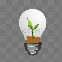 节约用电公益图片_绿色植物灯泡