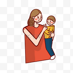 卡通矢量免抠可爱母亲节抱着婴儿