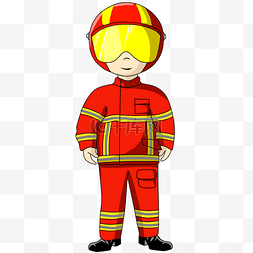 红色消防图片_卡通手绘消防工人插画