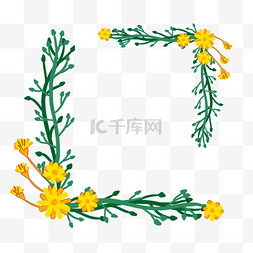 矩形小装饰图片_黄色花朵矩形边框