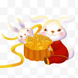 月饼广告图片_中秋节月饼月兔主题卡通插画