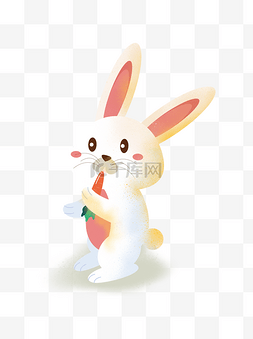 叼着萝卜的小兔子装饰元素