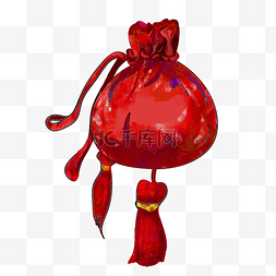 中国风荷包图片_中国风复古红色荷包