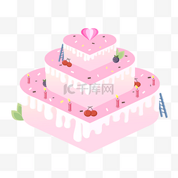 爱情蛋糕图片_情人节粉红色立体蛋糕