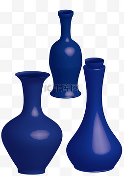 中国风蓝色复古青花瓷花瓶免费下