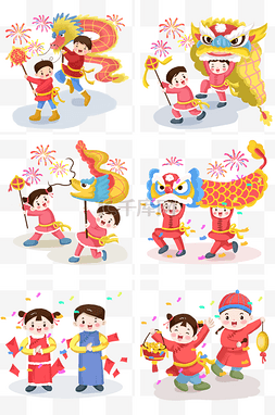中国娃娃手绘图片_卡通手绘欢庆新年人物