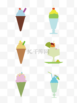 简约扁平卡通夏日冰淇淋元素
