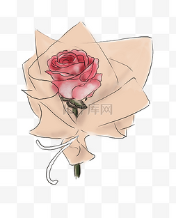手绘插画风花朵图片_520手绘色玫瑰花束