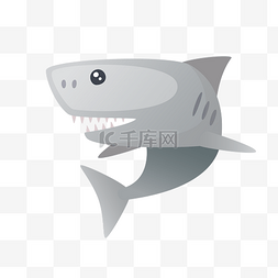 卡通鲨鱼海底生物图片_卡通手绘灰色鲨鱼