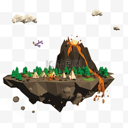 喷发的岩浆图片_悬空岛上的喷发火山