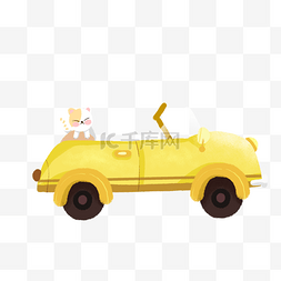 手绘黄色小汽车图片_黄色小汽车插画素材