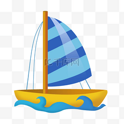 蓝天图片_可爱卡通手绘帆船