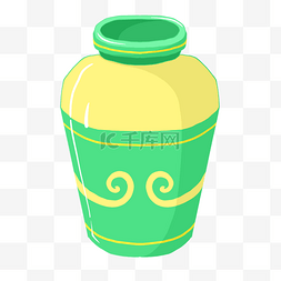 漂亮罐子图片_手绘绿色罐子插画