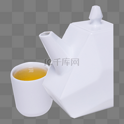 质感几何纹理图片_白色创意茶壶组合元素