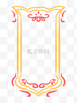 中式古典花纹边框边图片_创意红色金色边框手绘插画