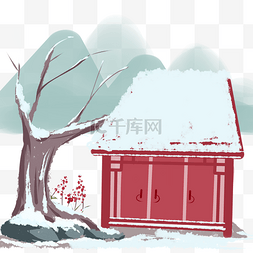 下雪绿幕素材图片_手绘白色冬天雪景