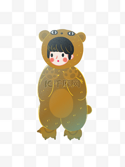 玩偶服图片_彩绘穿着小熊玩偶服的小女孩可商