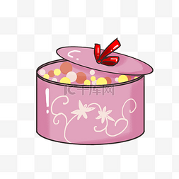 粉色礼盒礼盒图片_手绘粉色圆形礼物盒