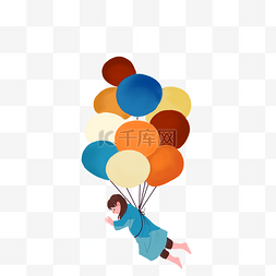 飞翔气球图片_小女孩气球