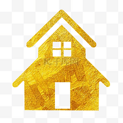 楼房房子图标图片_烫金色平面房子图标