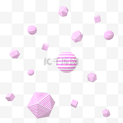 C4D粉色质感立体几何图形装饰