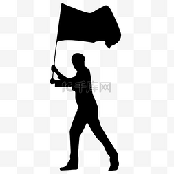 商务黑色人物图片_举着旗帜的办公人物剪影
