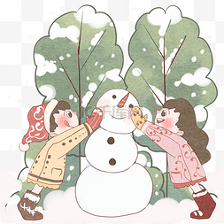 手绘心心图片_小孩欢乐堆巨型雪人