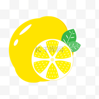 夏季水果矢量扁平风黄色柠檬
