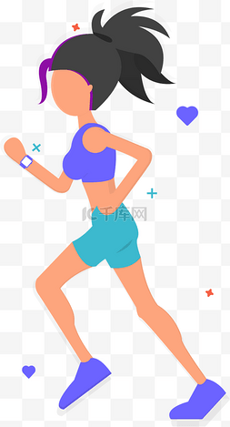 健身时尚图片_扁平化女人跑步运动健身