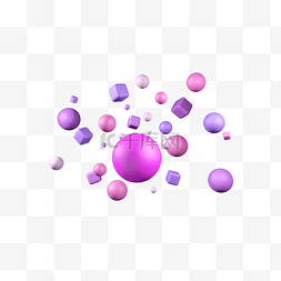 彩球立体图片_手绘C4D彩球彩色方块图案