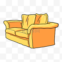 手绘黄色的沙发插画