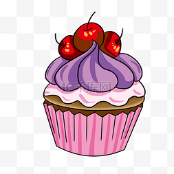 紫色的樱桃小蛋糕
