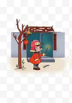 辞旧图片_2019过年小女孩烟花中国风新年快