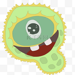 拟人细菌图片_绿色眼睛细菌插画