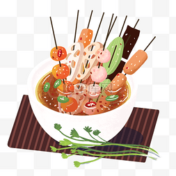 中国传统插画图片_中国传统美食之手绘串串