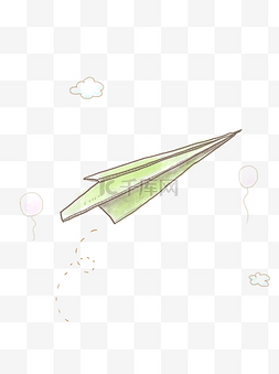 手绘绿色气球图片_手绘简笔画简洁可爱清新纸飞机