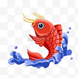 红色的鲤鱼图片_红色的锦鲤手绘插画