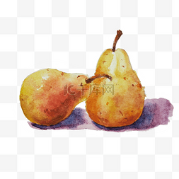 卡通水彩樱桃图片_手绘卡通水彩水果梨